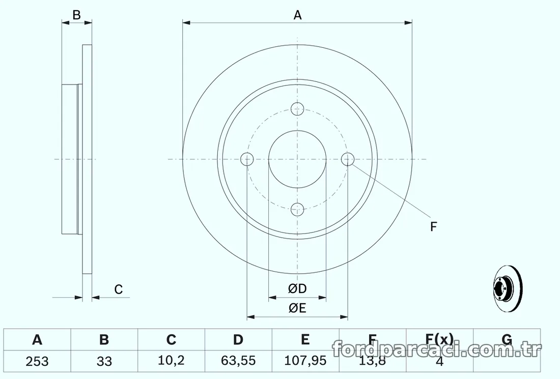 BOSCH 0986478344 Fren Disk Ayna - BOSCH - 0986478344