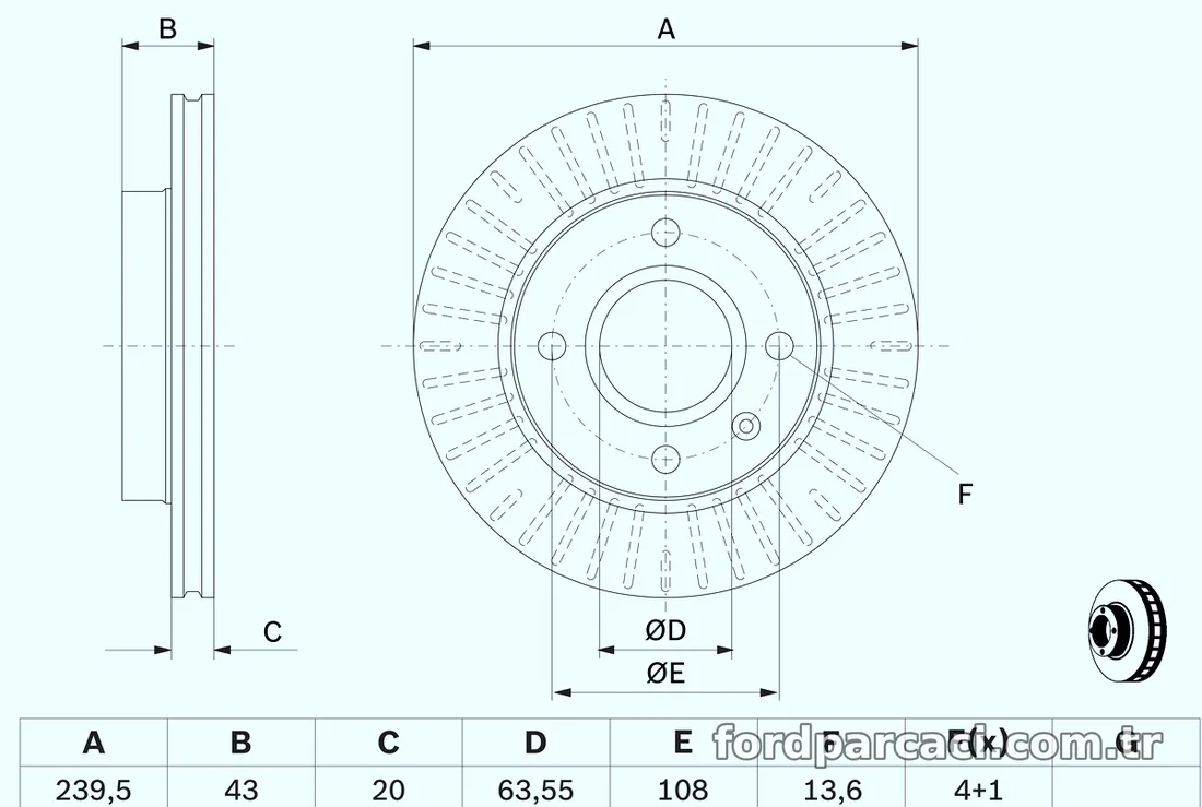 BOSCH 0986478502 Fren Disk Ayna - BOSCH - 0986478502