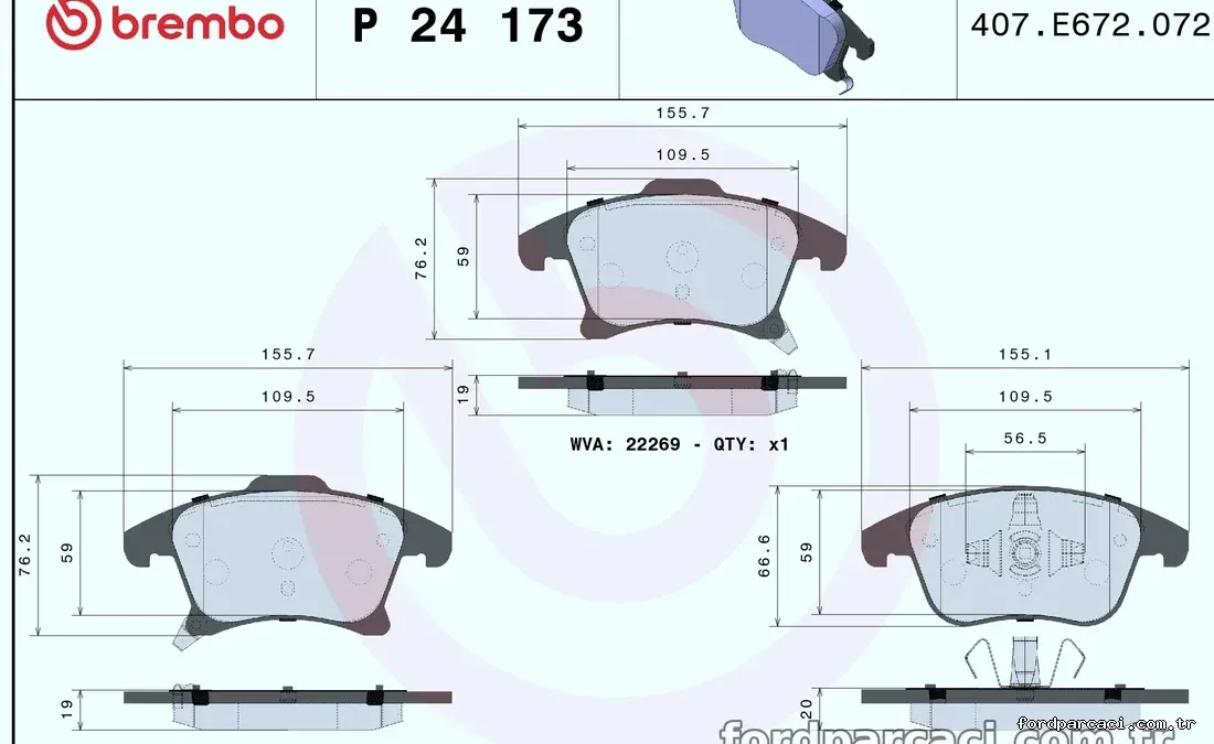 BREMBO P24173 Fren Disk Balata - BREMBO - P24173