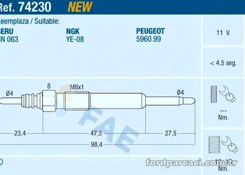 FAE 74230 Isıtma Bujisi - FAE - 74230