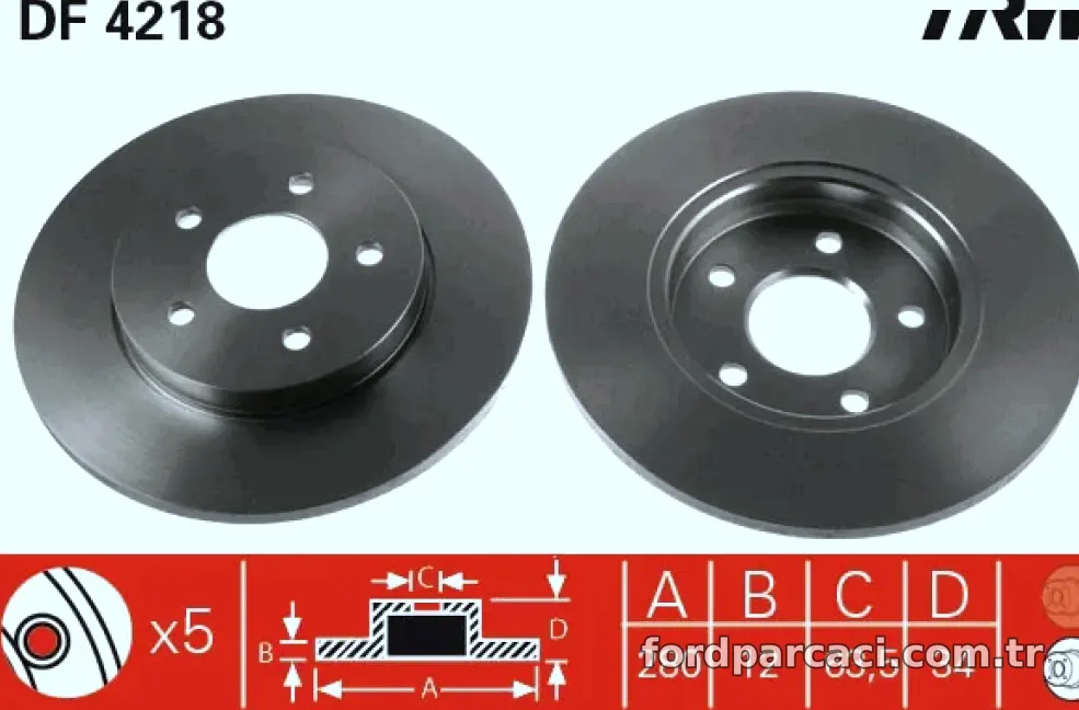 ARKA FREN DISK AYNASI MONDEO III 00>07 JAGUAR X TYPE 01>09 OLCU: (280 X 34) - TRW - TRW DF4218