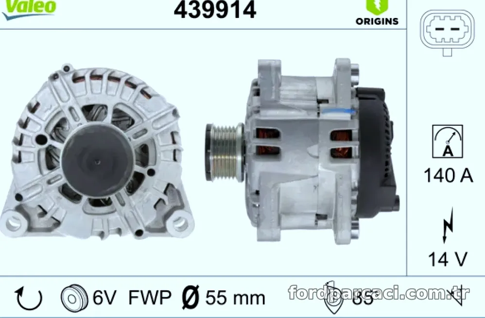 ALTERNATOR 12V 140A FORD MONDEO IV 2.0 07>14 LAND ROVER FREELANDER 2 (L359) 2.2 SD4 4x4 10>14 - Valeo - VALEO 439914