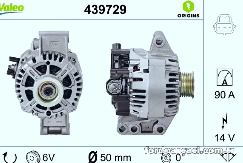 ALTERNATOR 12V 90A FIESTA 1,3 02>05 FORD KA 03>08 - Valeo - VALEO 439729