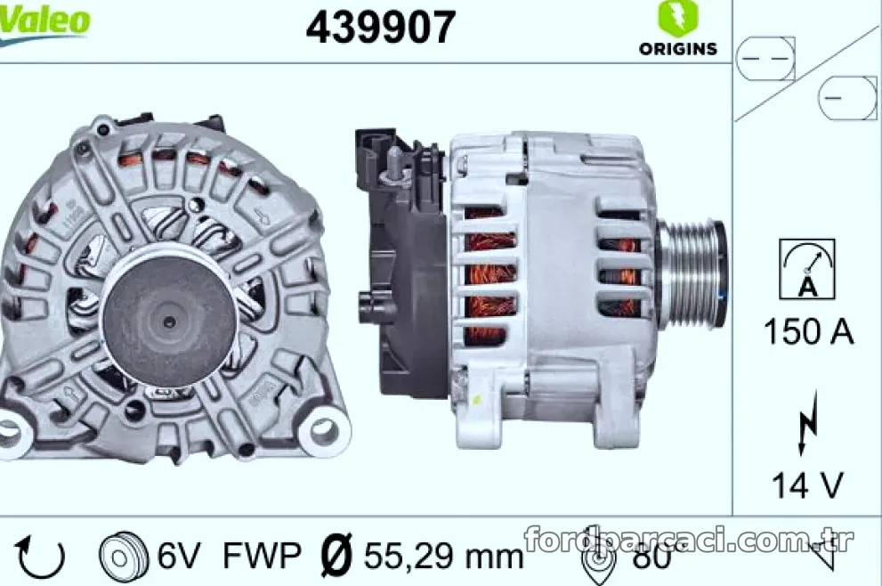 ALTERNATOR FORD GALAXY II (WA6) 2.0 TDCi 10>15 S-MAX (WA6) 2.0 TDCi 06>15 - Valeo - VALEO 439907
