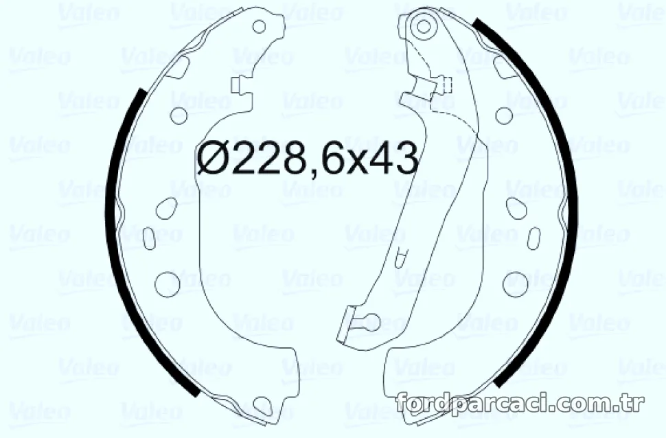 ARKA FREN BALATASI (PABUCLU) FOCUS II 04 /> C MAX 03>07 1,6TI / 1,6TDCI / 1,8TDCI / 2,0TDCI ABSSIZ OLCU: (228X4) - Valeo