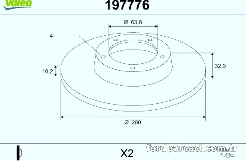 ARKA FREN DISK AYNASI FOCUS 1.4 15V 1.6 16V 1.8T / DI / TDDI.ST170 10 / 98 >04 (X2) - Valeo - VALEO 197776