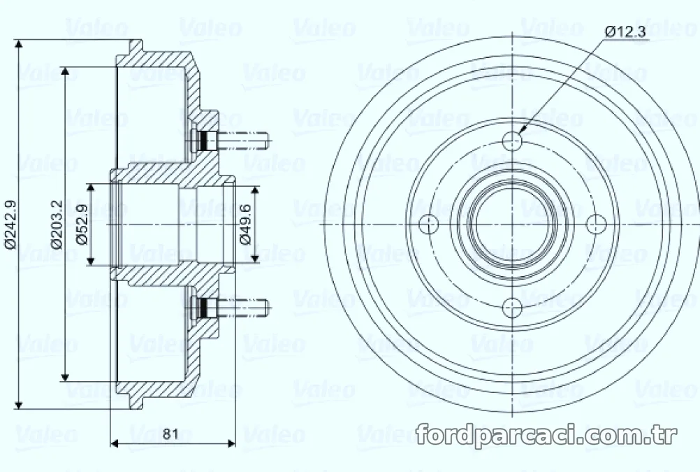 ARKA FREN KAMPANASI FOCUS 1,4 16V / 1,6 16V 98>04 OLCU: (203 X 81) - Valeo - VALEO 237012