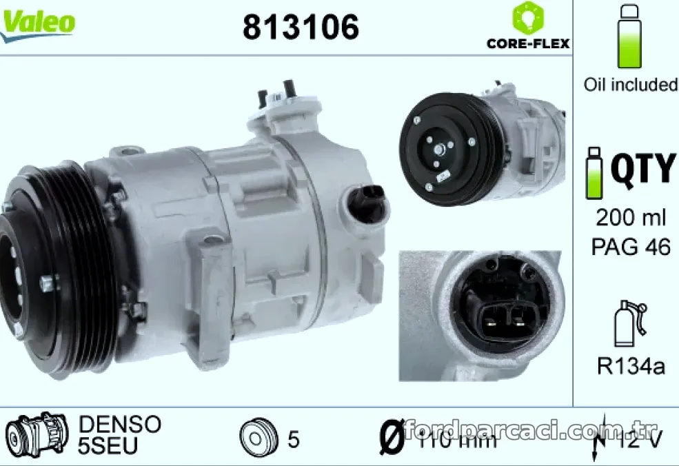 KLIMA KOMPRESORU CORSA D Z10XEP Z12XEP A12XER Z14XEP A14XER CORSA E B12XEL B14XEJ - Valeo - VALEO 813106