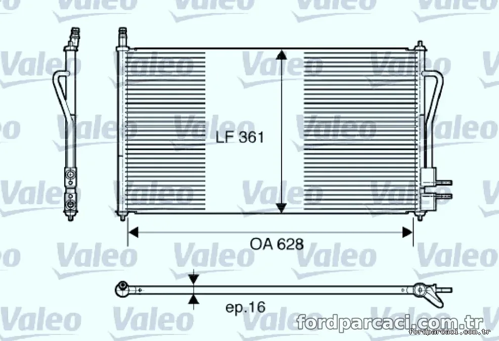 KLIMA RADYATORU FOCUS II 1.4 16V / / 1.8TDCI / 1.6 ZETEC S 16V (98 04) OLCU: (628×361×16) - Valeo - VALEO 817493