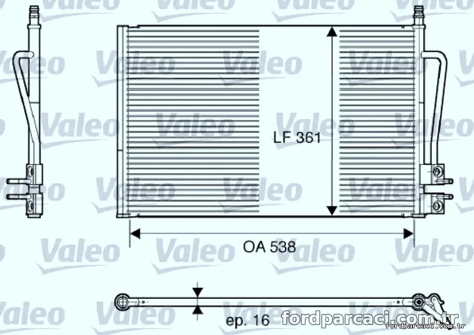 KLIMA RADYATORU (KONDANSER) FIESTA V FUSION 02> (538×361×16) - Valeo - VALEO 817664