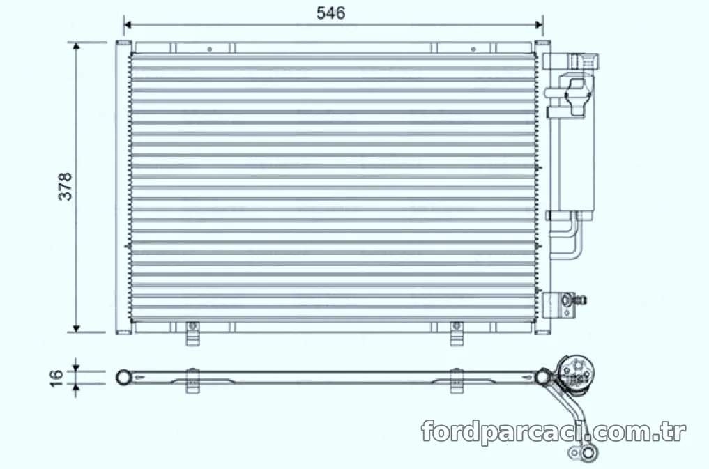 KLIMA RADYATORU (KONDANSER) FIESTA VI 1,4I / 1,4TDCI 08-> ( 570x345x16 ) - Valeo - VALEO 822613