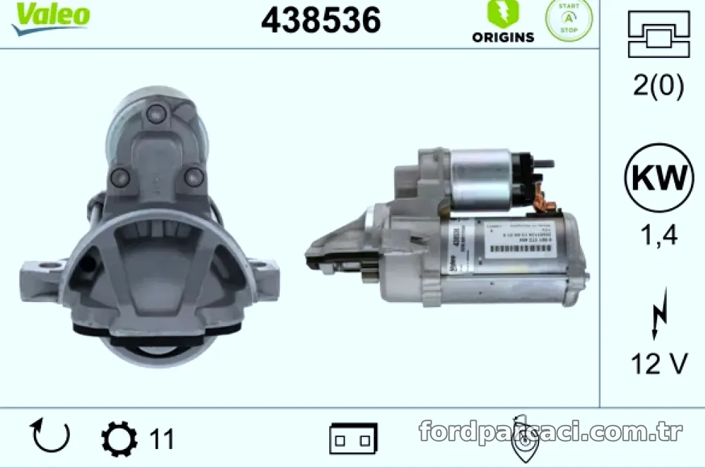 MARS MOTORU YENI MONDEO V 14> 2.0 ECOBOOST S-MAX 14> 2.0 ECOBOOST START STOPLU - Valeo - VALEO 438536