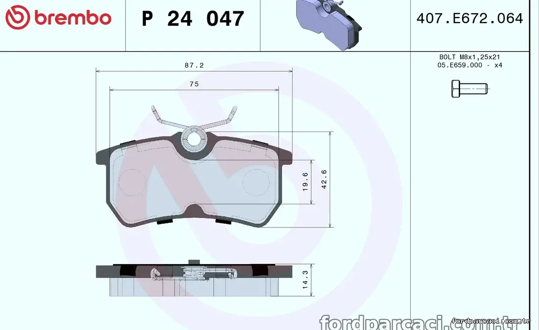 BREMBO P24047 Fren Disk Balata - BREMBO - P24047