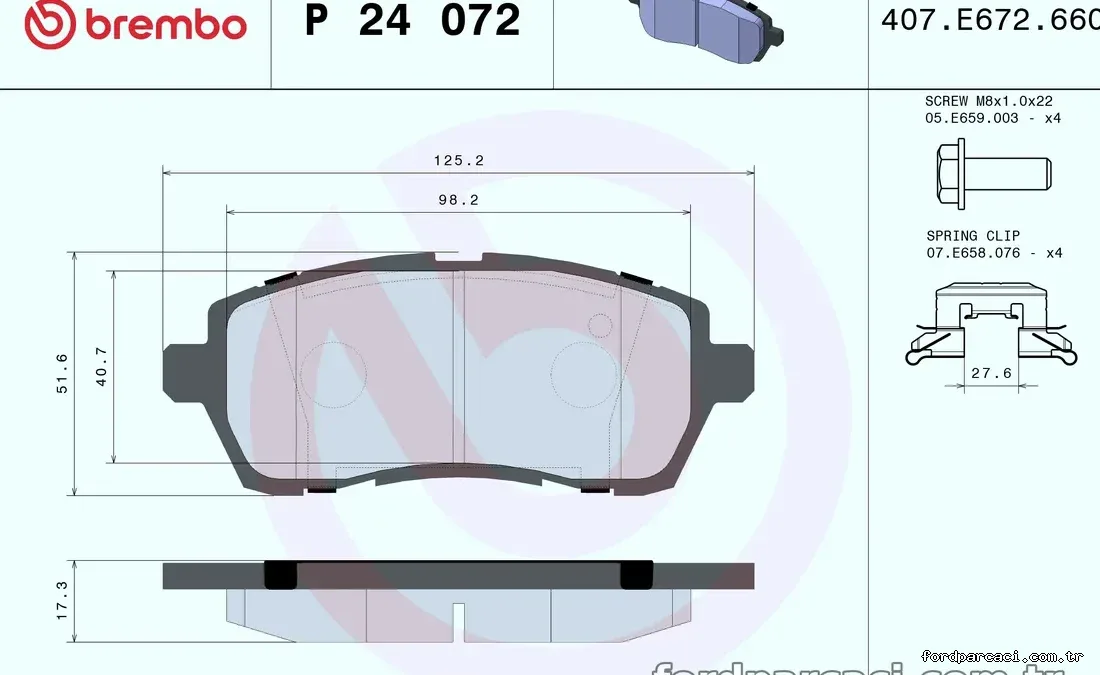 BREMBO P24072 Fren Disk Balata - BREMBO - P24072
