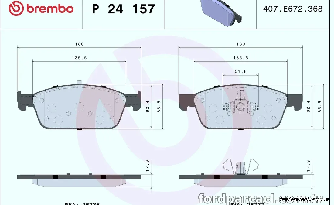 BREMBO P24157 Fren Disk Balata - BREMBO - P24157