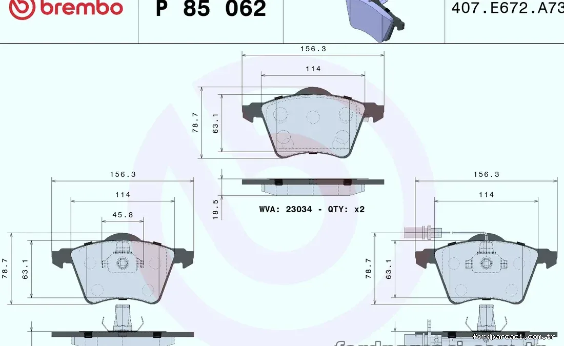BREMBO P85062 Fren Disk Balata - BREMBO - P85062